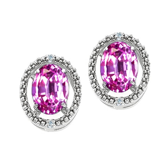 Tommaso Design� Oval 8x6mm Created Pink Sapphire Earrings