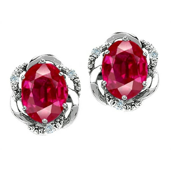 Tommaso Design� Oval 8x6mm Created Ruby Earrings
