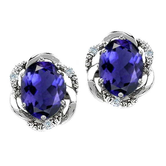 Tommaso Design� Oval 8x6mm Genuine Iolite Earrings
