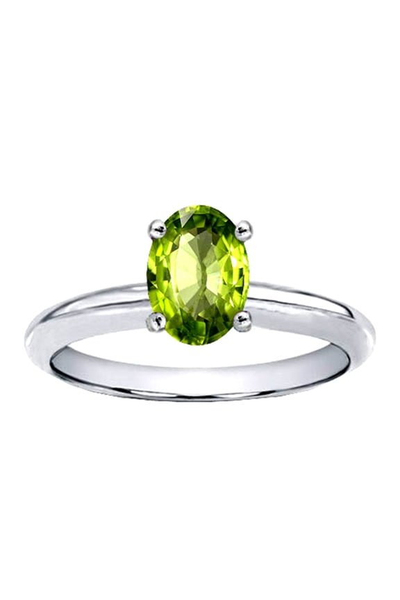 � Oval 8x6mm Genuine Peridot Solitaire Engagement Ring