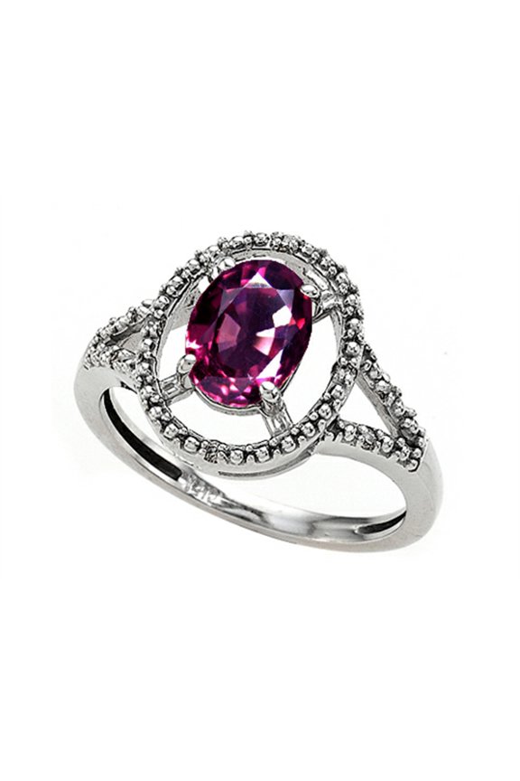 � Oval 8x6mm Genuine Rhodolite Ring