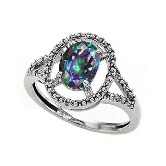 Tommaso Design� Oval 8x6mm Mystic Rainbow Topaz Ring