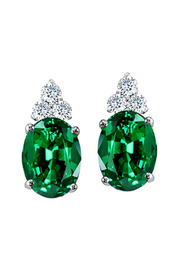 � Oval 8x6mm Simulated Emerald Earrings Studs