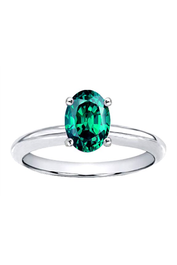 � Oval 8x6mm Simulated Emerald Solitaire Engagement Ring