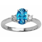 Tommaso Design� Oval 9x7 mm Genuine Blue Topaz Engagement Ring