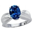 thumbnail image 1 of Tommaso Design� Oval 9x7mm Created Blue Sapphire Solitaire Ring, 1 of 9