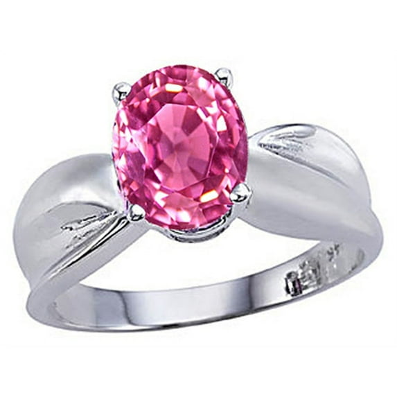 Tommaso Design� Oval 9x7mm Created Pink Sapphire Solitaire Ring