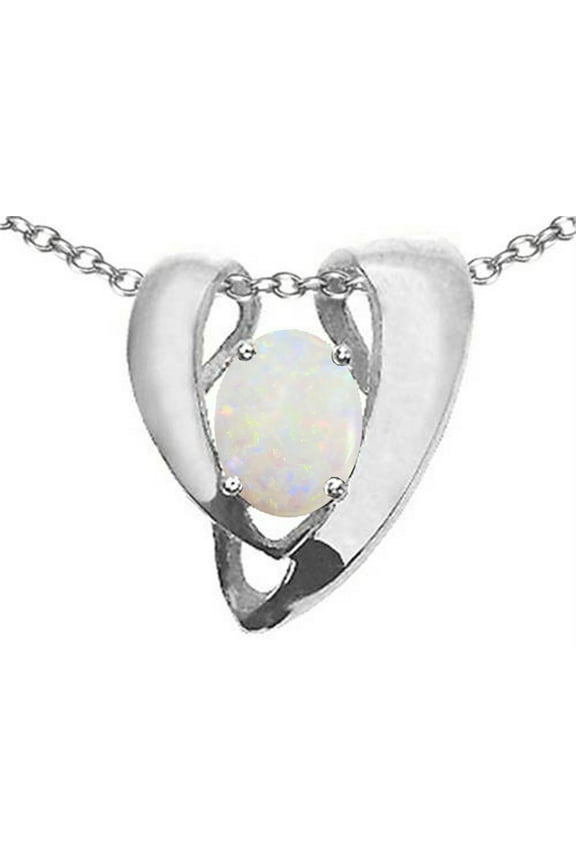 � Oval 9x7mm Genuine Opal Heart Shaped Pendant Necklace Enhancer