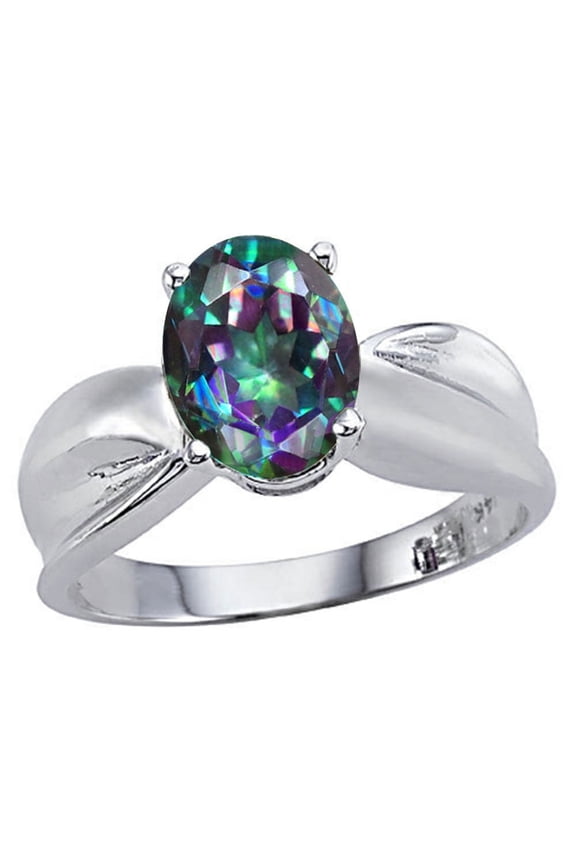 � Oval 9x7mm Mystic Rainbow Topaz Ring