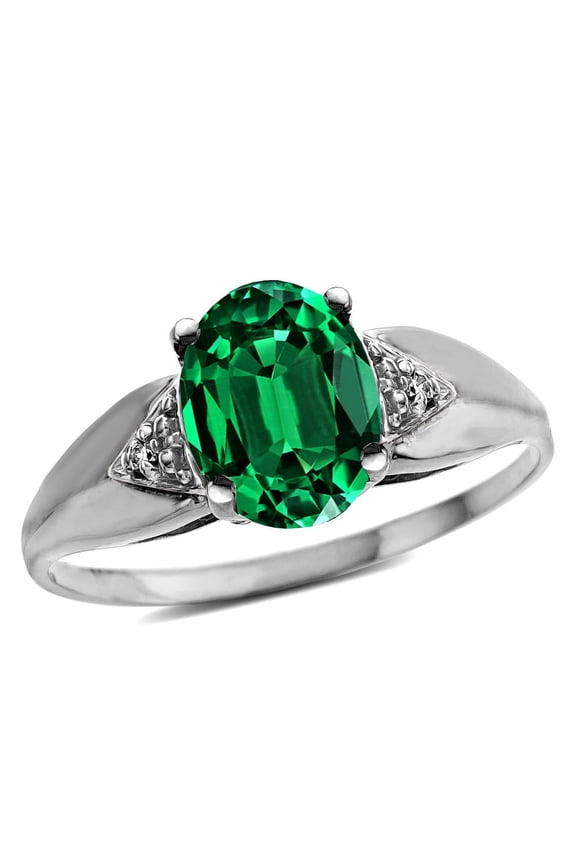 � Oval 9x7mm Simulated Emerald Ring