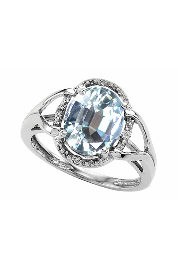 � Oval Genuine Aquamarine Ring