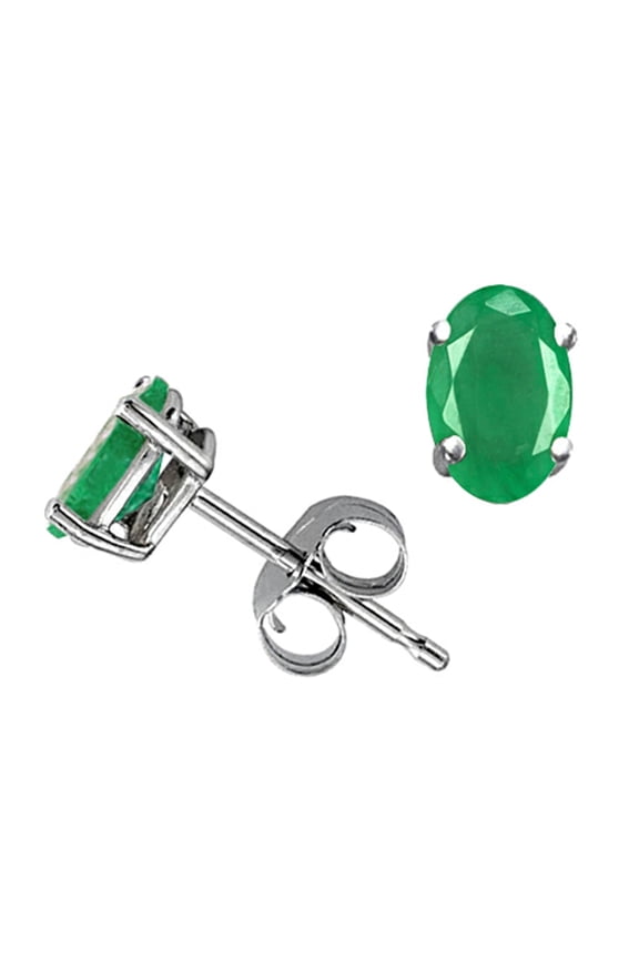 � Oval Genuine Emerald Earrings