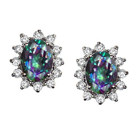 Tommaso Design� Oval Rainbow Mystic Topaz Earrings
