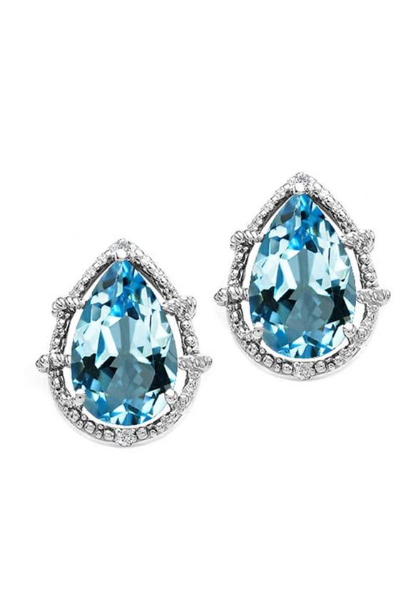 � Pear Shape 10x7mm Genuine Blue Topaz Earrings