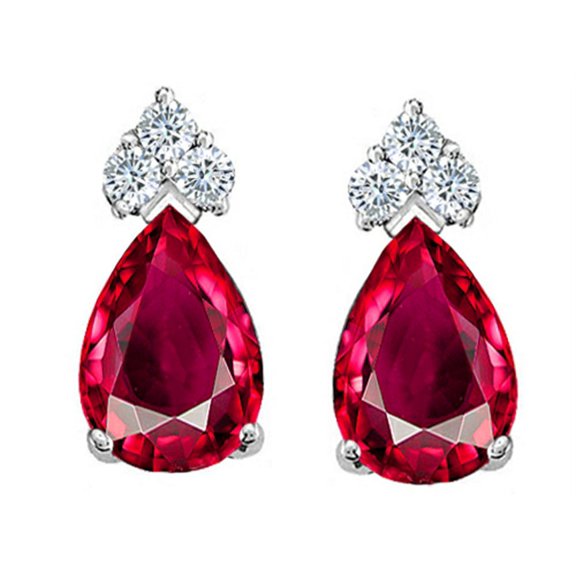 Tommaso Design� Pear Shape 8x6mm Created Ruby Earrings