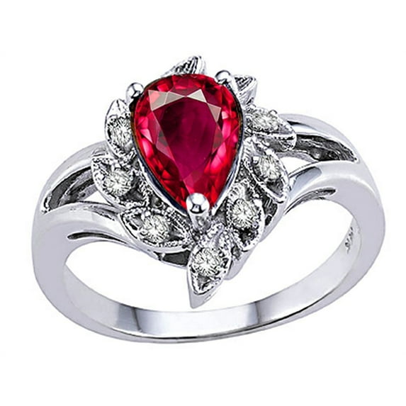 Tommaso Design� Pear Shape 8x6mm Created Ruby Ring