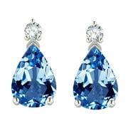 Tommaso Design� Pear Shape 8x6mm Genuine Blue Topaz Earrings