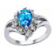 Tommaso Design� Pear Shape 8x6mm Genuine Blue Topaz Ring