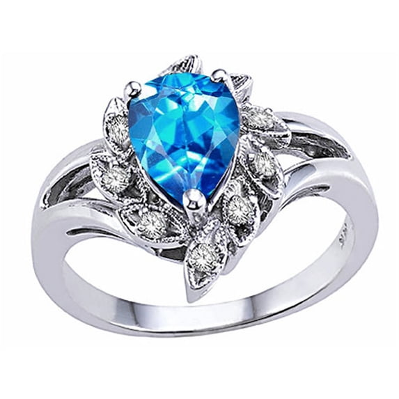 Tommaso Design� Pear Shape 8x6mm Genuine Blue Topaz Ring