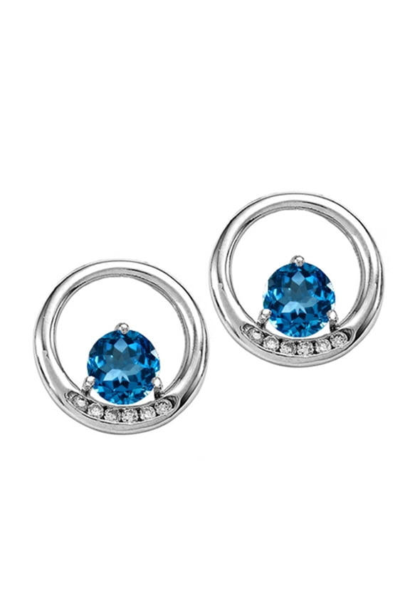 � Round 5 mm Genuine Blue Topaz Earrings