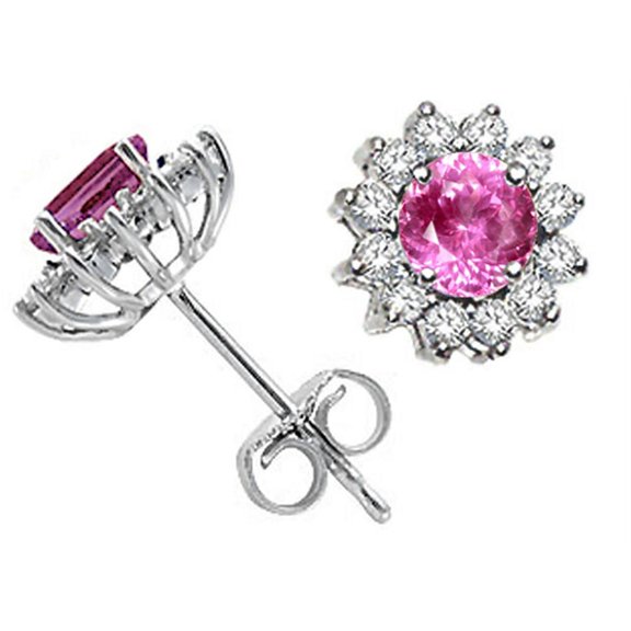 Tommaso Design� Round 5mm Created Pink Sapphire Earrings