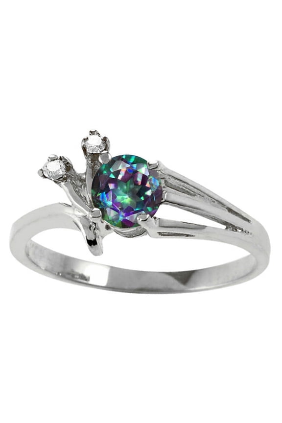 � Round 5mm Mystic Rainbow Topaz Ring