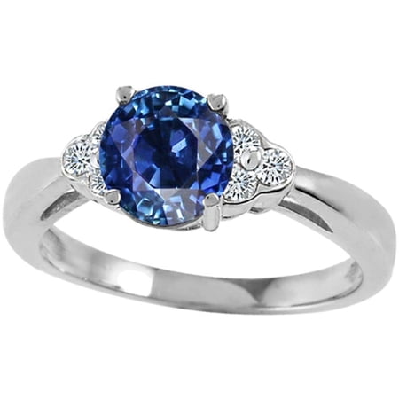 Tommaso Design? Round 6mm Created Blue Sapphire Engagement Ring