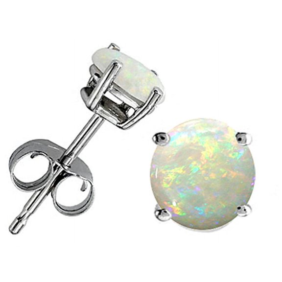 Tommaso Design� Round 6mm Genuine Opal Earrings Stud