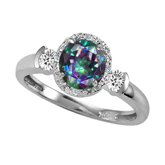 Tommaso Design� Round 6mm Rainbow Mystic Topaz And Diamond Ring