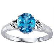 Tommaso Design� Round 7mm Genuine Blue Topaz Engagement Ring