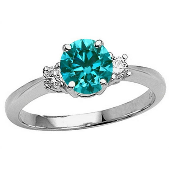 Tommaso Design� Round 7mm Genuine Blue Topaz s set in Engagement Ring