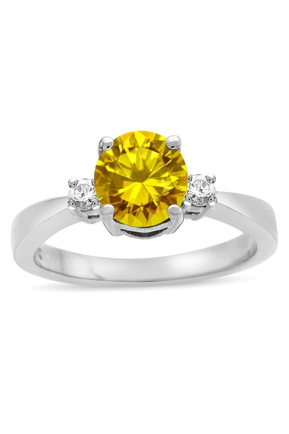 � Round 7mm Genuine Citrine Engagement Ring