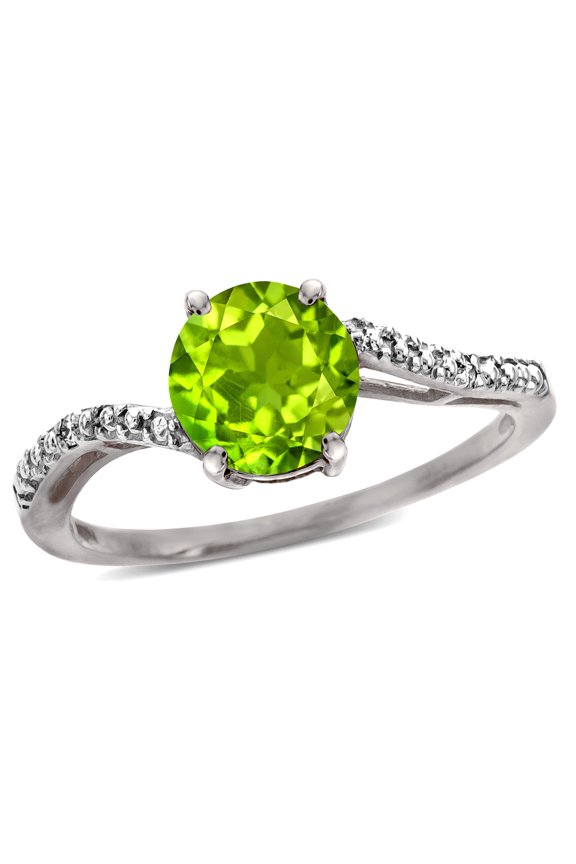 � Round 7mm Genuine Peridot s Bypass Ring