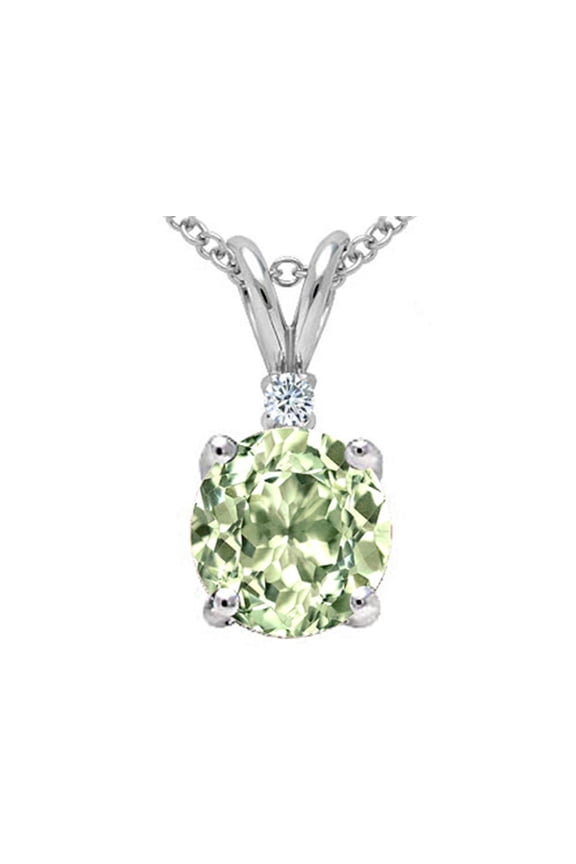 � Round 7mm Green Amethyst Pendant Necklace