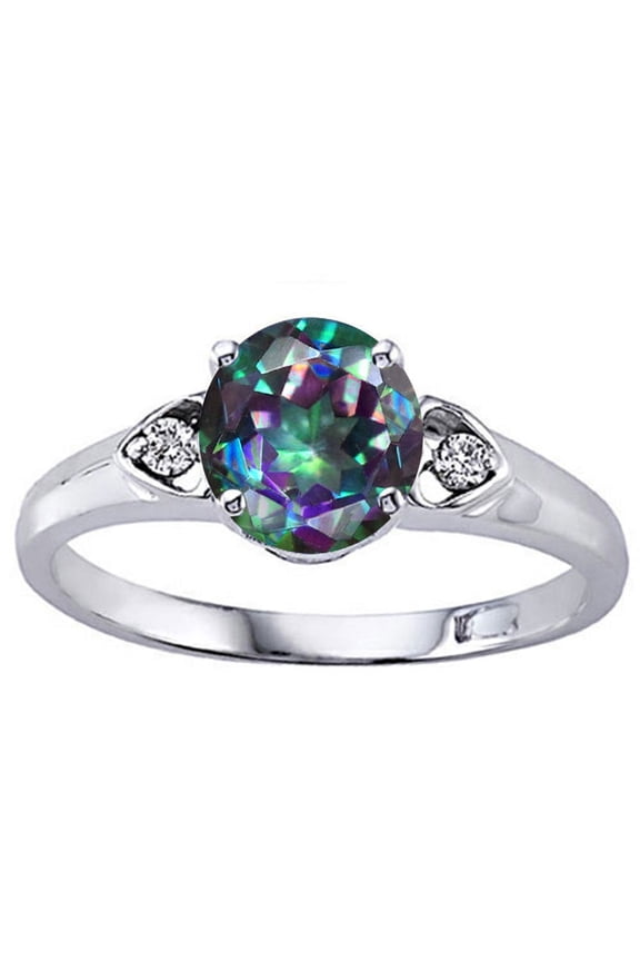 � Round 7mm Mystic Rainbow Topaz Engagement Ring