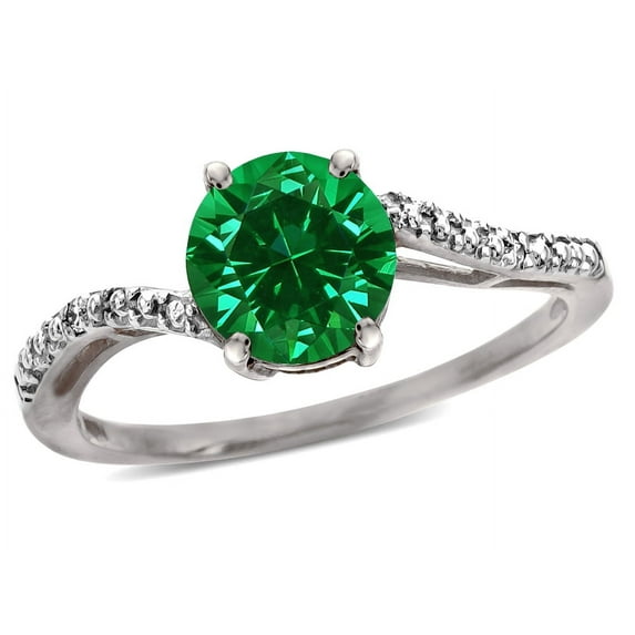 Tommaso Design� Round 7mm Simulated Emerald s Bypass Ring