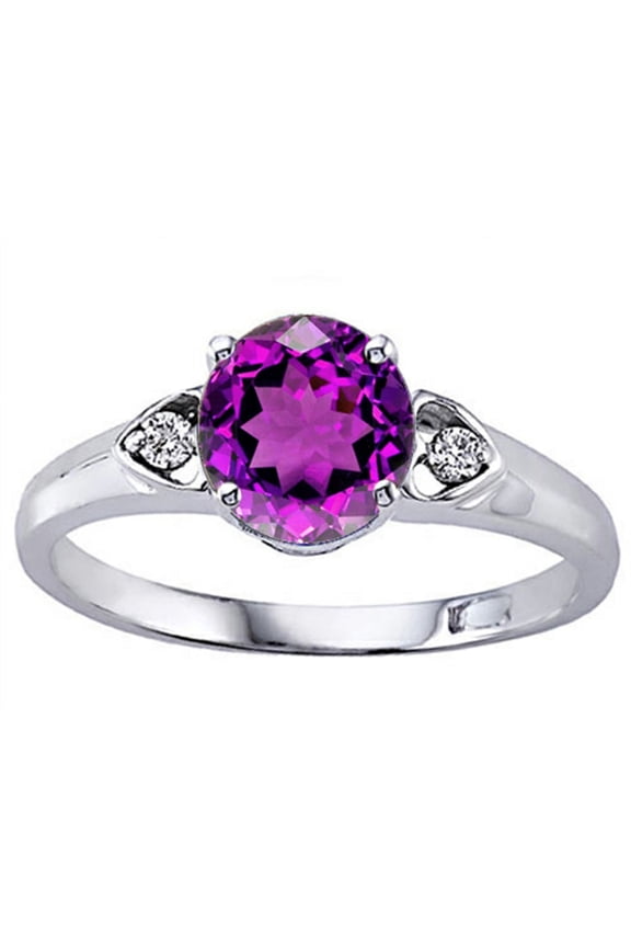 � Round Genuine Amethyst Engagement Ring