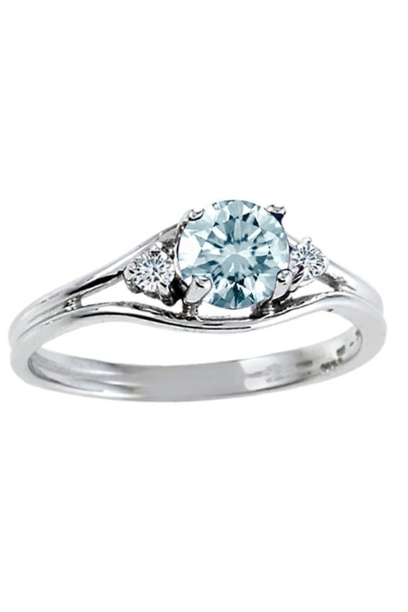 � Round Genuine Aquamarine Ring