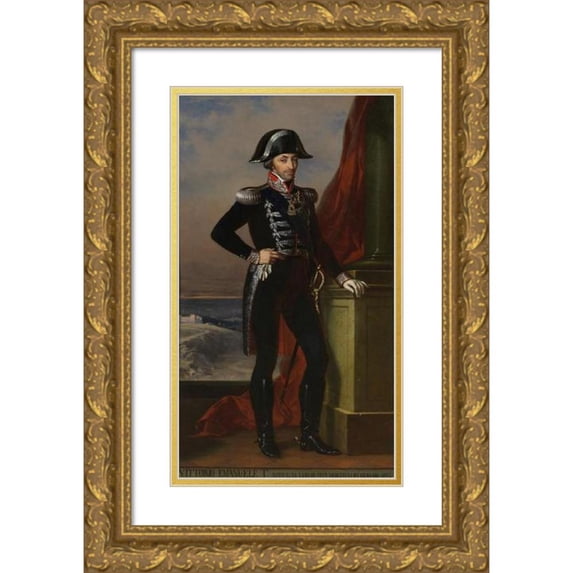 Tommaso Lorenzone 15x24 Gold Ornate Framed and Double Matted Museum Art Print Titled - Portrait of Vittorio Emanuele I (1840)