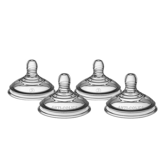 Tommee Tippee Advanced Anti-Colic 4x Fast Flow Nipples, 6+ Months, Brest-Like, Soft Silicone