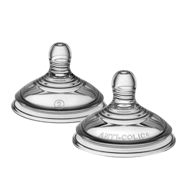 Tommee Tippee Advanced Anti-Colic Baby Bottle Nipples, 6m , Medium Flow, Breast-like, Soft Silicone, Pack of 2
