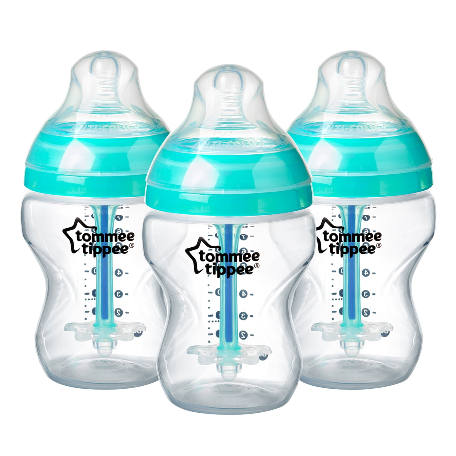 Tommee Tippee Anti-Colic Baby Bottles (9oz, 3 Count)  Slow Flow  Breast-Like Nipple, Unique Anti-Colic Vent 