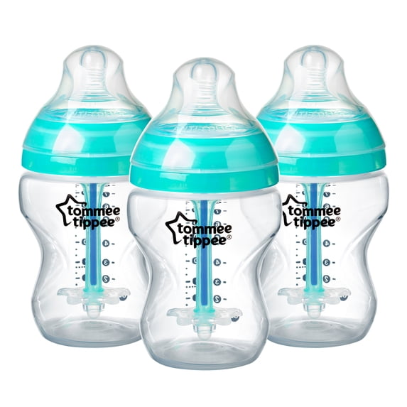 Tommee Tippee Anti-Colic Baby Bottles (9oz, 3 Count) | Slow Flow Breast-Like Nipple, Unique Anti-Colic Vent