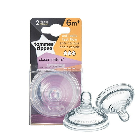 Tommee Tippee Anti-Colic Nipple, BPA-Free, 2pk, Fast Flow