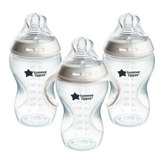 Tommee Tippee Baby Bottles, Natural Start Anti-Colic Baby Bottle with Medium Flow Breast-Like Nipple, 11oz, 3m+, Self-Sterilizing, Baby Feeding Essentials