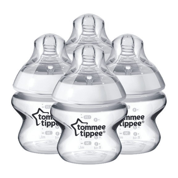 Tommee Tippee Closer to Nature Baby Bottle | Breast-Like Nipple with Anti-Colic Valve, BPA-free – 5-ounce, 4 Count