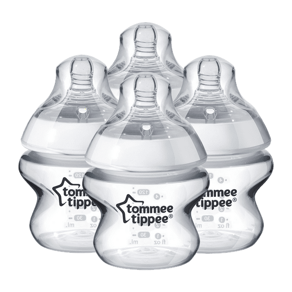Tommee Tippee Closer to Nature Baby Bottle | Breast-Like Nipple with Anti-Colic Valve, BPA-free – 5-ounce, 4 Count