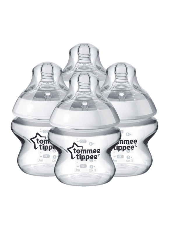 Tommee Tippee Closer to Nature Baby Bottle | Breast-Like Nipple with Anti-Colic Valve, BPA-free – 5-ounce, 4 Count