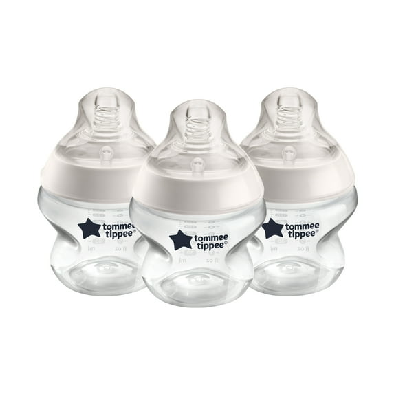 Tommee Tippee Closer to Nature Baby Bottles (5oz, 3 Count) | Extra Slow Flow Nipple with Anti-Colic Valve