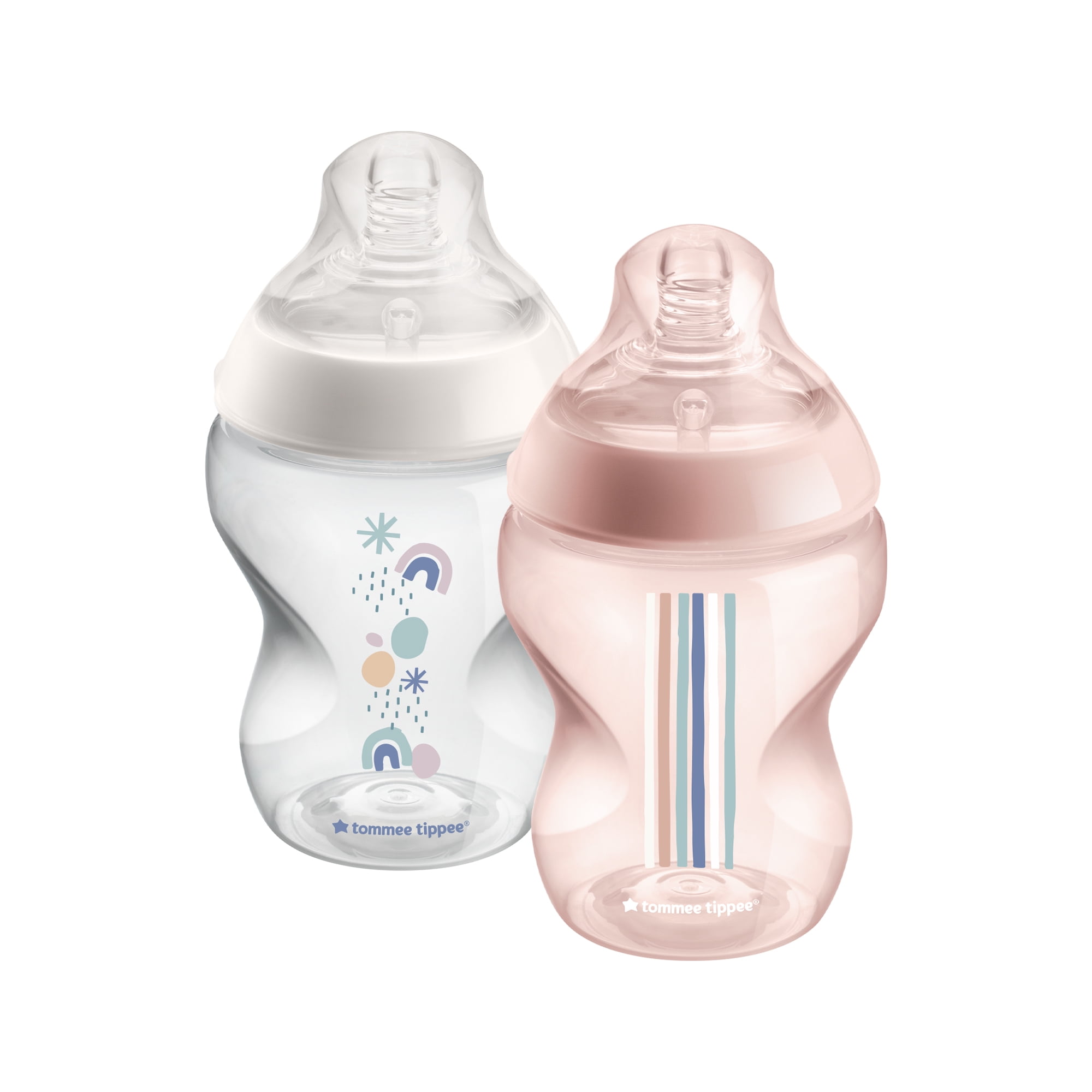 Tommee Tippee Closer to Nature Baby Bottles | 9oz, 2 Count | Breast-Like Nipples with Anti-Colic Valve, Size: 9 fl Ounce
